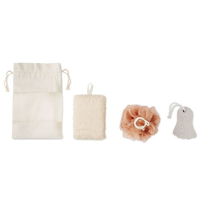 CUIDA SET Set bagno in pouch di cotone