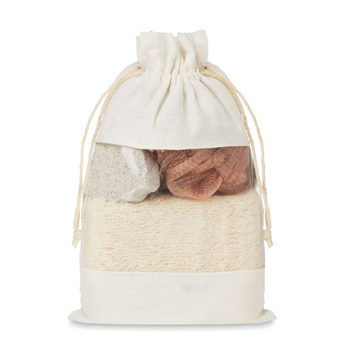 CUIDA SET Set bagno in pouch di cotone